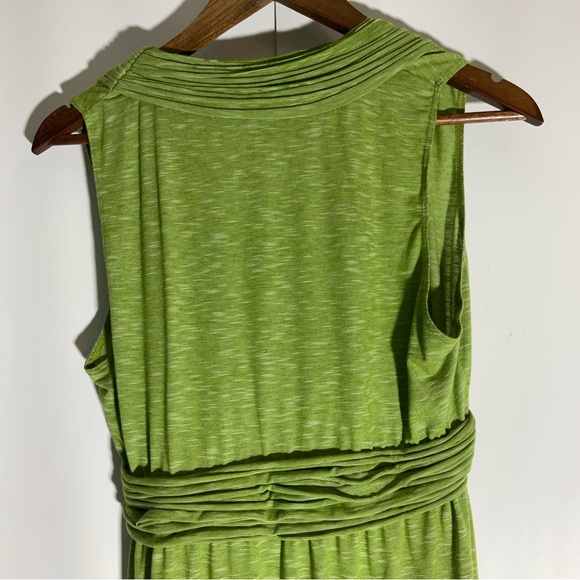 Max Studio Green Boho Chic Summer Sleeveless Ribbed Design @ Neck Waist Dress LG - Picture 12 of 16